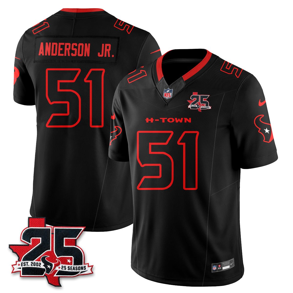 HOU Fan Gear Edition Vapor Jersey (2) - Stitched