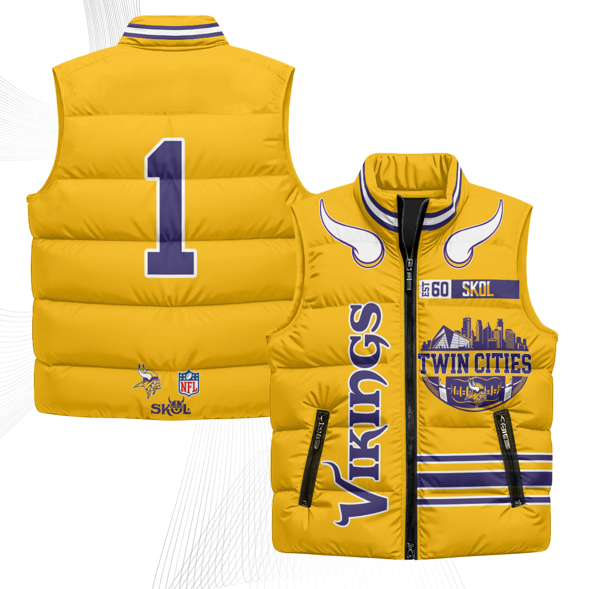 Minnesota Vikings Twin City Puffer Vest - Printed