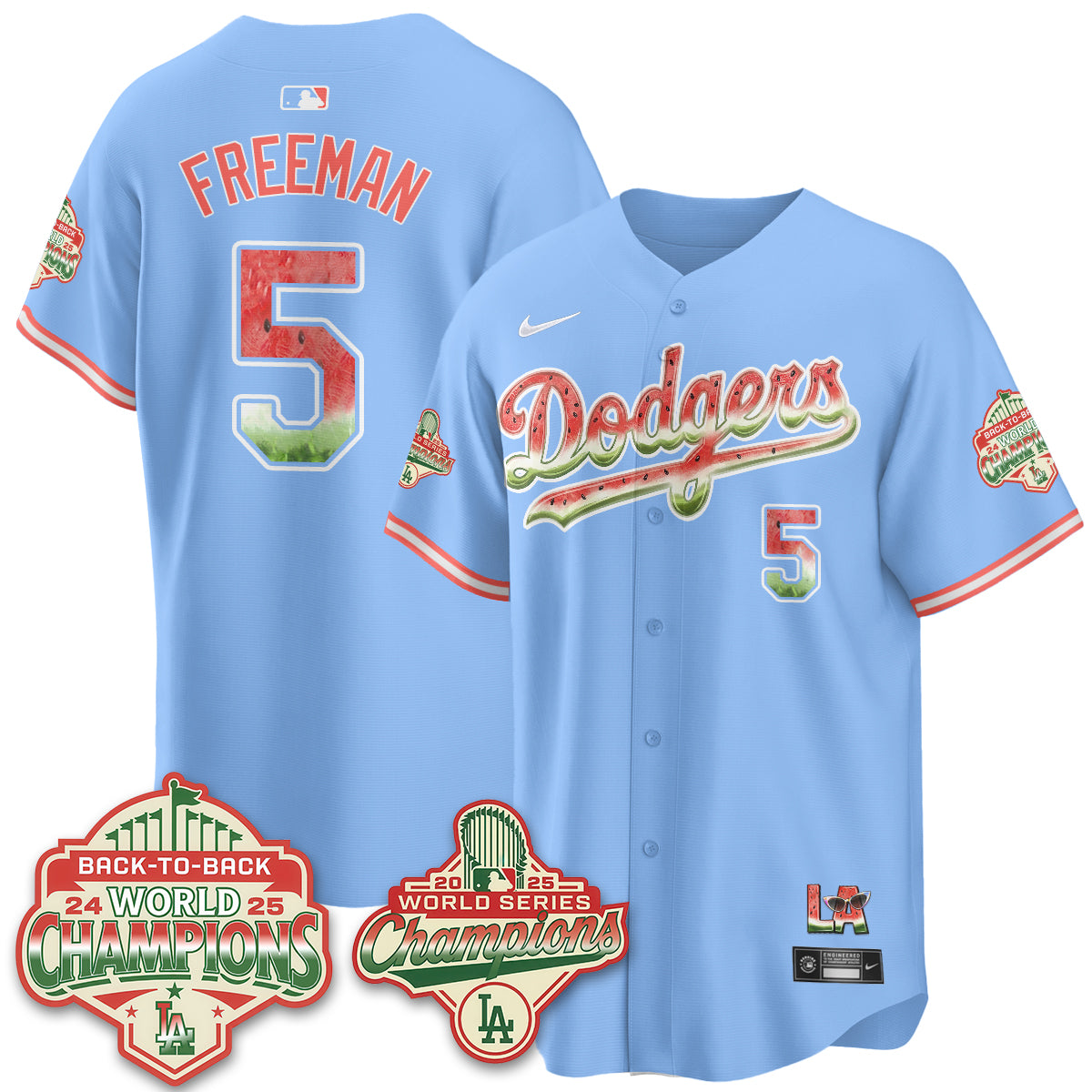 Los Angeles Dodgers National Watermelon Day Vapor Jersey - Stitched