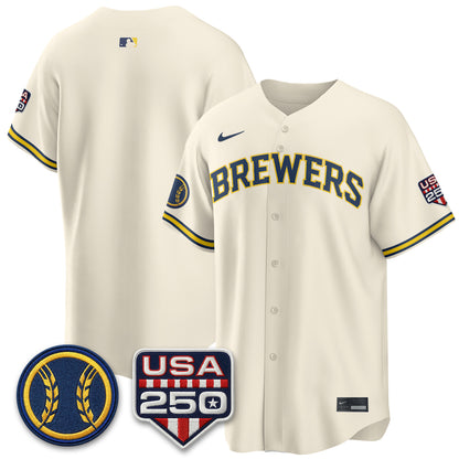 Milwaukee Brewers Fourth of July Vapor Limited Jersey - Stitched