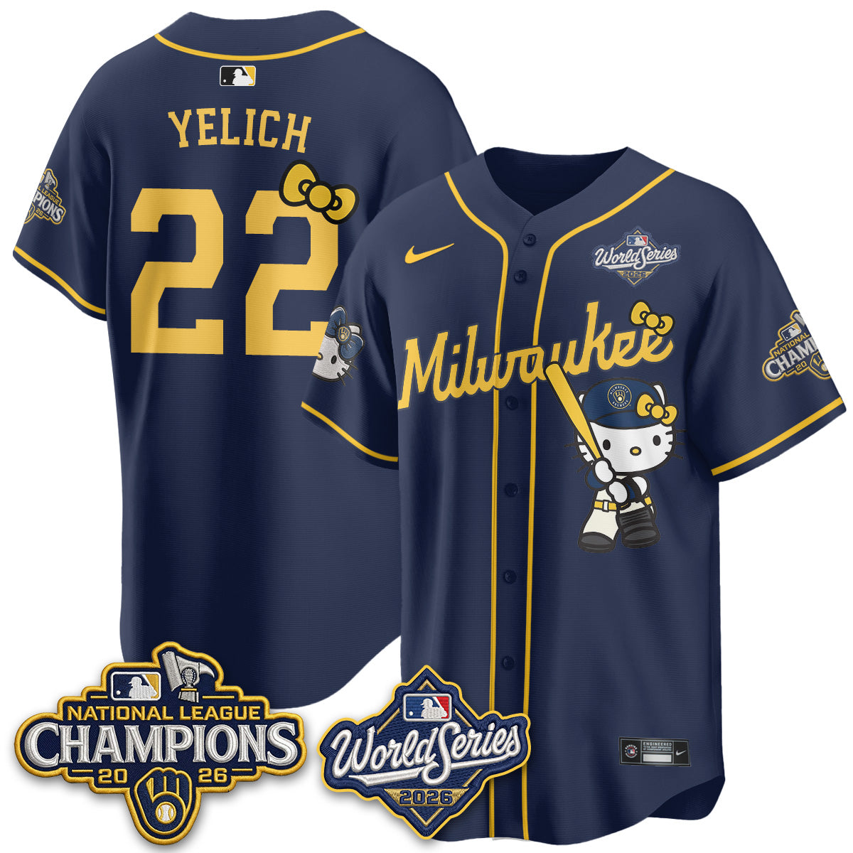 Milwaukee Brewers 2026 NL Champions x Meow KT Vapor Jersey - Stitched