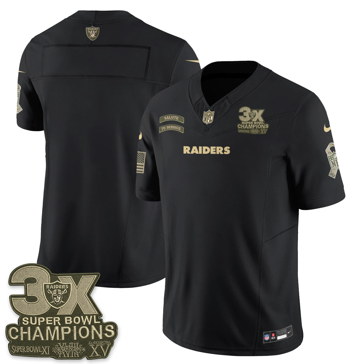 Las Vegas Raiders 2026 Salute to Service V2 Vapor Jersey - Stitched