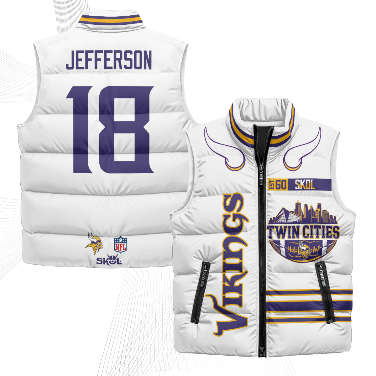 Minnesota Vikings Twin City Puffer Vest - Printed