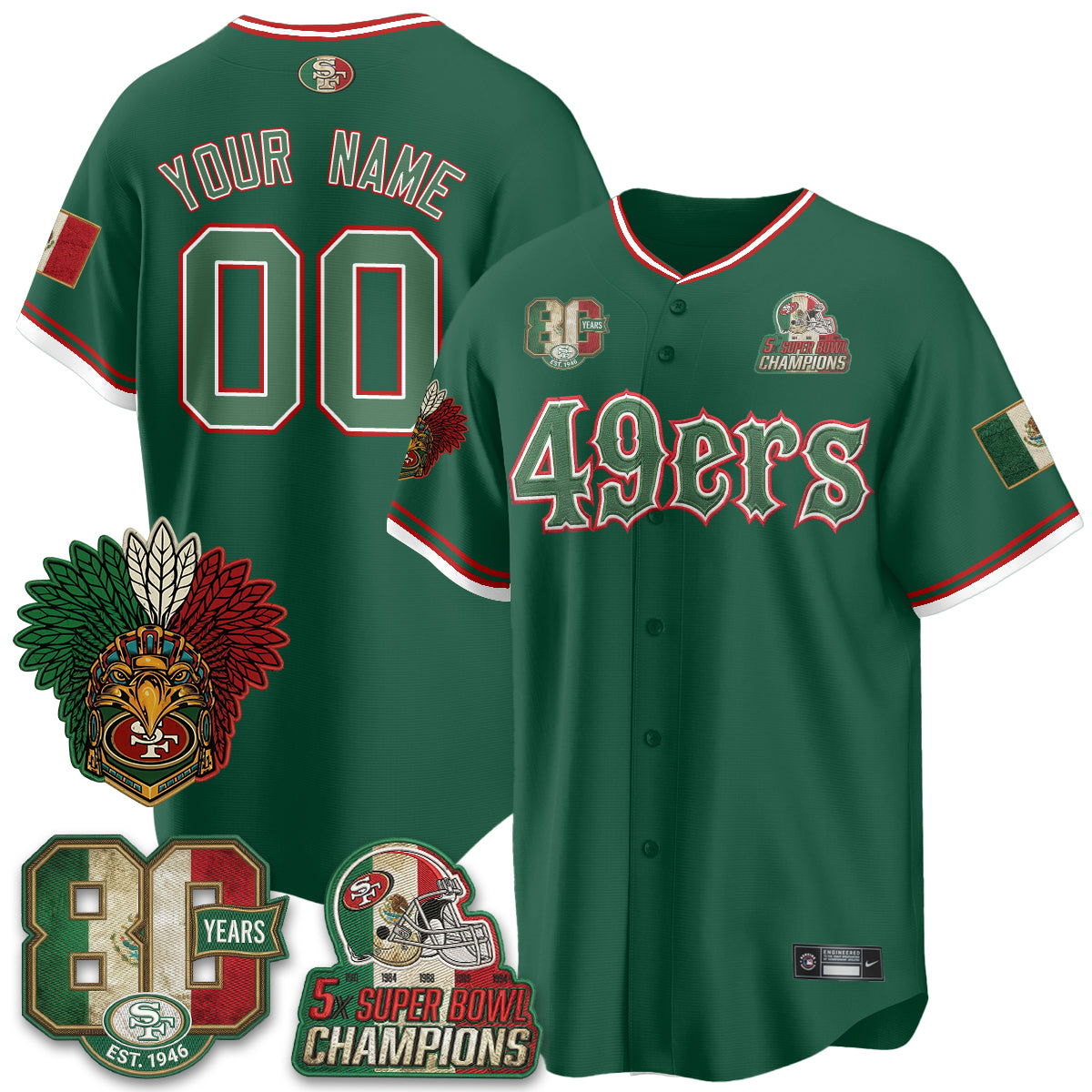 SF Mexico Edition Baseball Vapor Custom Jersey - Stitched