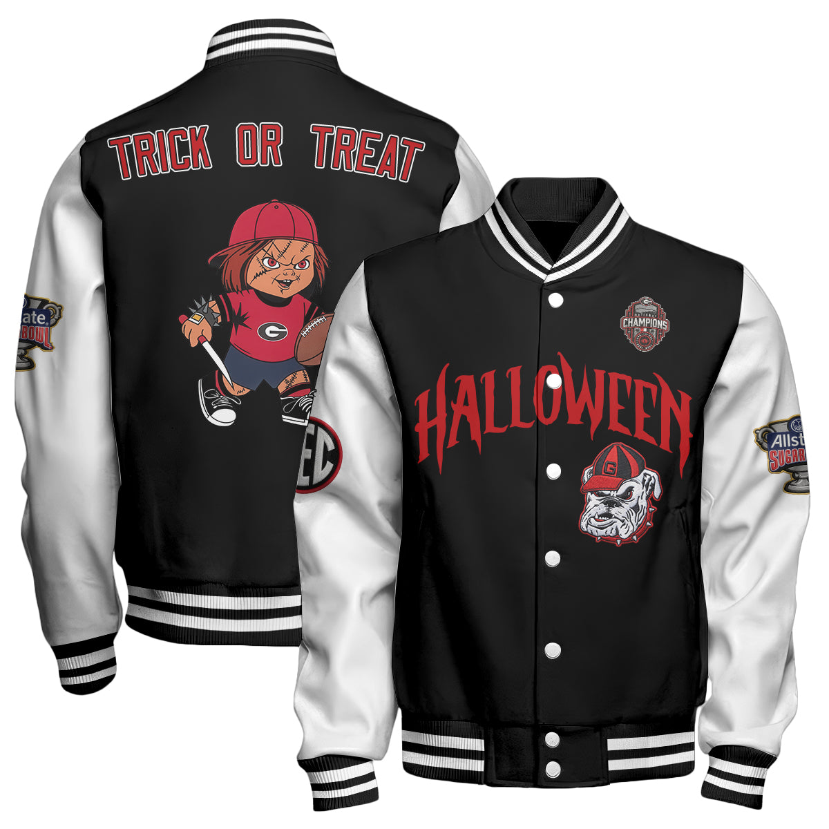 GB x Killer Doll Horror Movie Halloween 2026 Edition Baseball Jacket - Printed