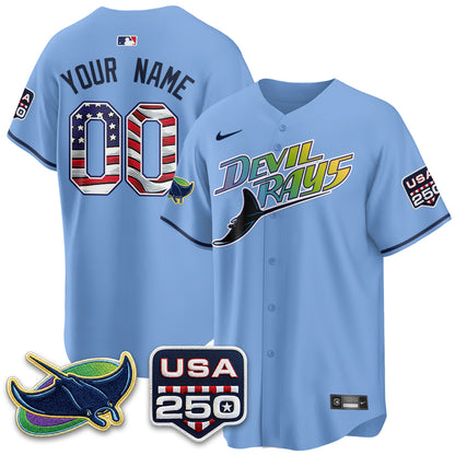 Tampa Bay Rays Independence Day USA 2026 City Connect Vapor Custom Jersey - Stitched