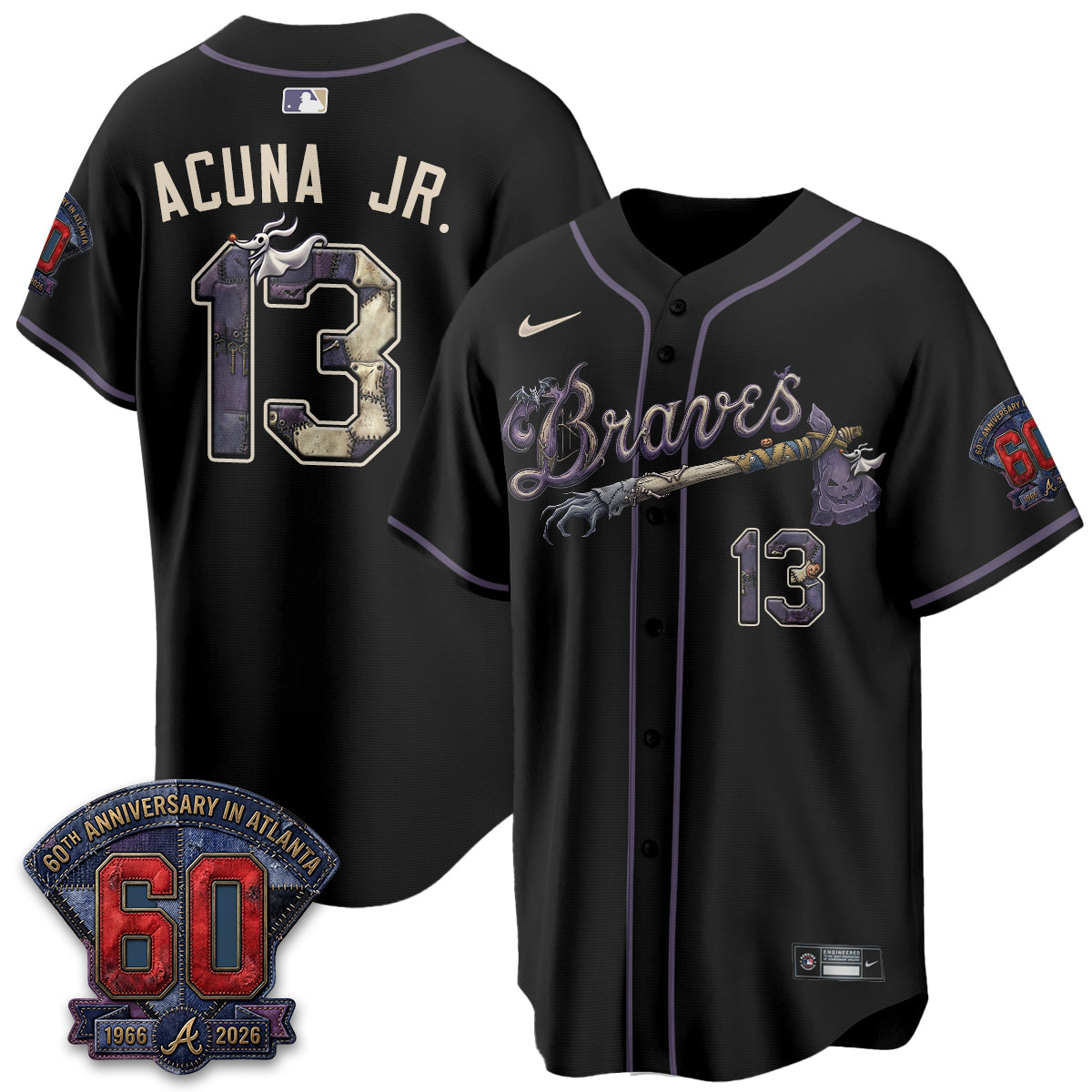 Atlanta Braves Nightmare Edition Vapor Jersey - Stitched