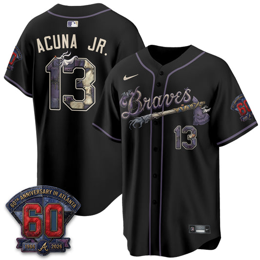 Atlanta Braves Nightmare Edition Vapor Jersey - Stitched