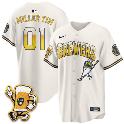 Milwaukee Brewers "Pitcher & Pint" Edition Vapor Jersey V2 - Stitched
