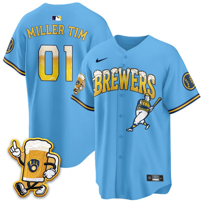 Milwaukee Brewers "Pitcher & Pint" Edition Vapor Jersey V2 - Stitched