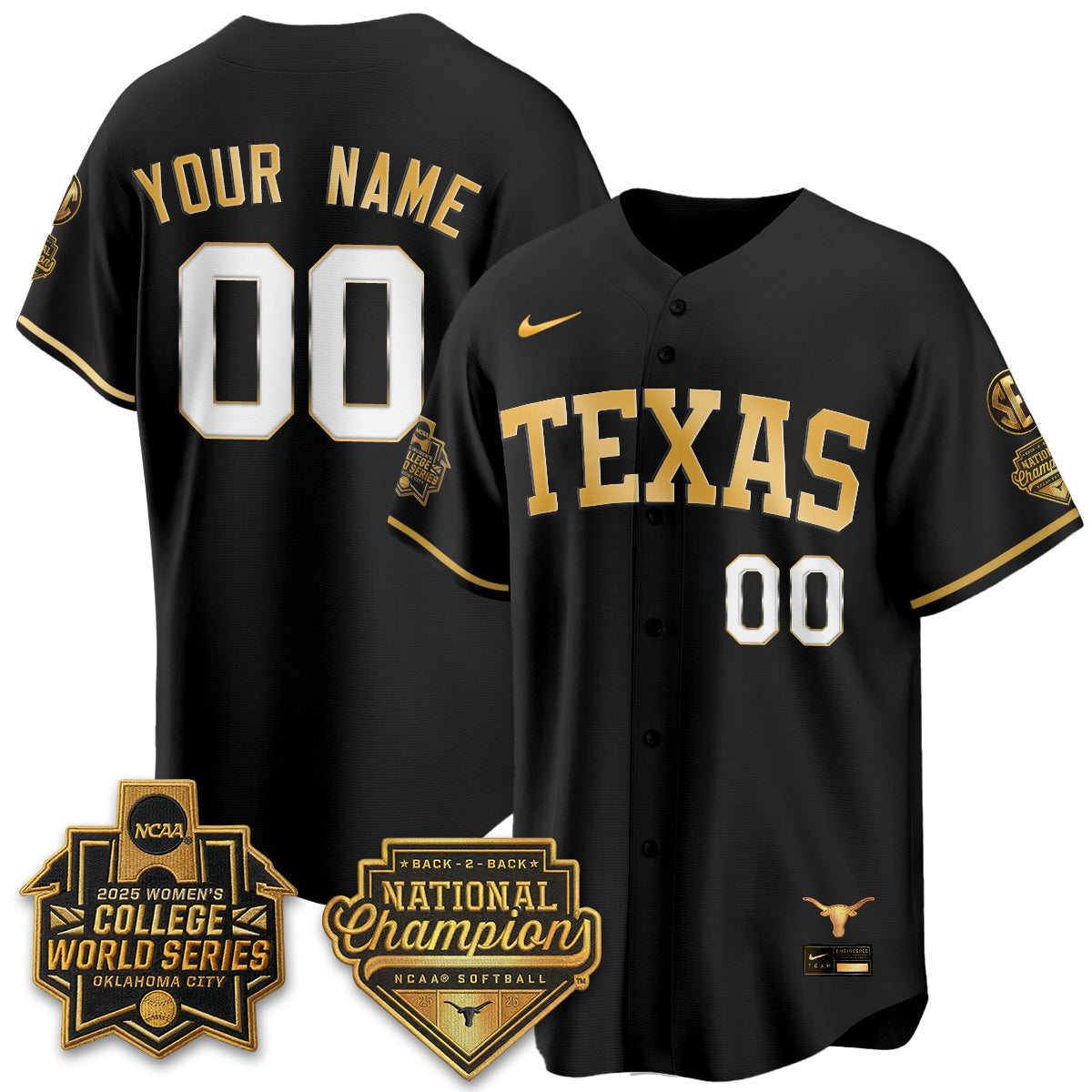 Texas Longhorns Softball 2026 World Series (WCWS) Vapor Premier Limited Custom Jersey - B2B Champs - All Stitched