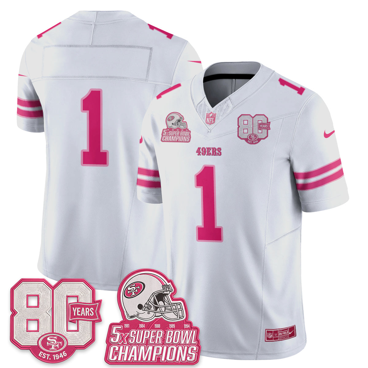 San Francisco 49ers Pink Edition Vapor Jersey - Stitched