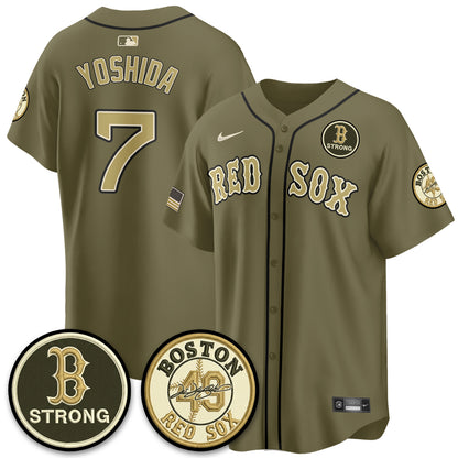 BOS New Era Olive 2026 Armed Forces Day Jersey - All Stitched