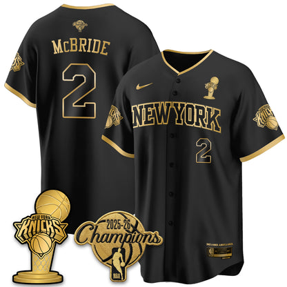 NYK 2026 NBA Champions Vapor Black Gold Jersey - Stitched