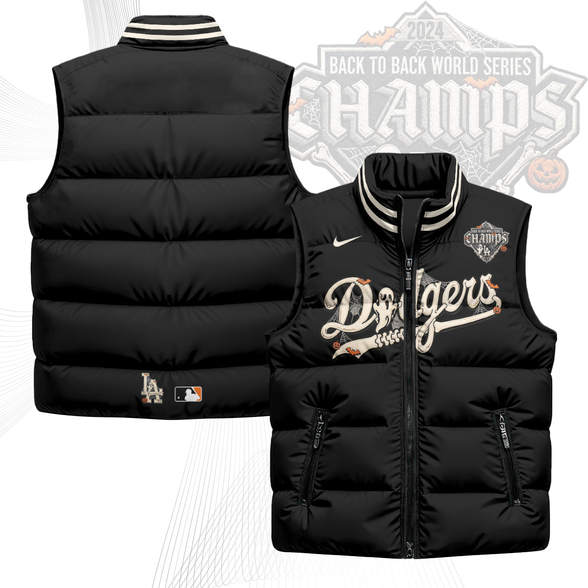 Los Angeles Dodgers Halloween 2026 Unisex Puffer Vest - Printed