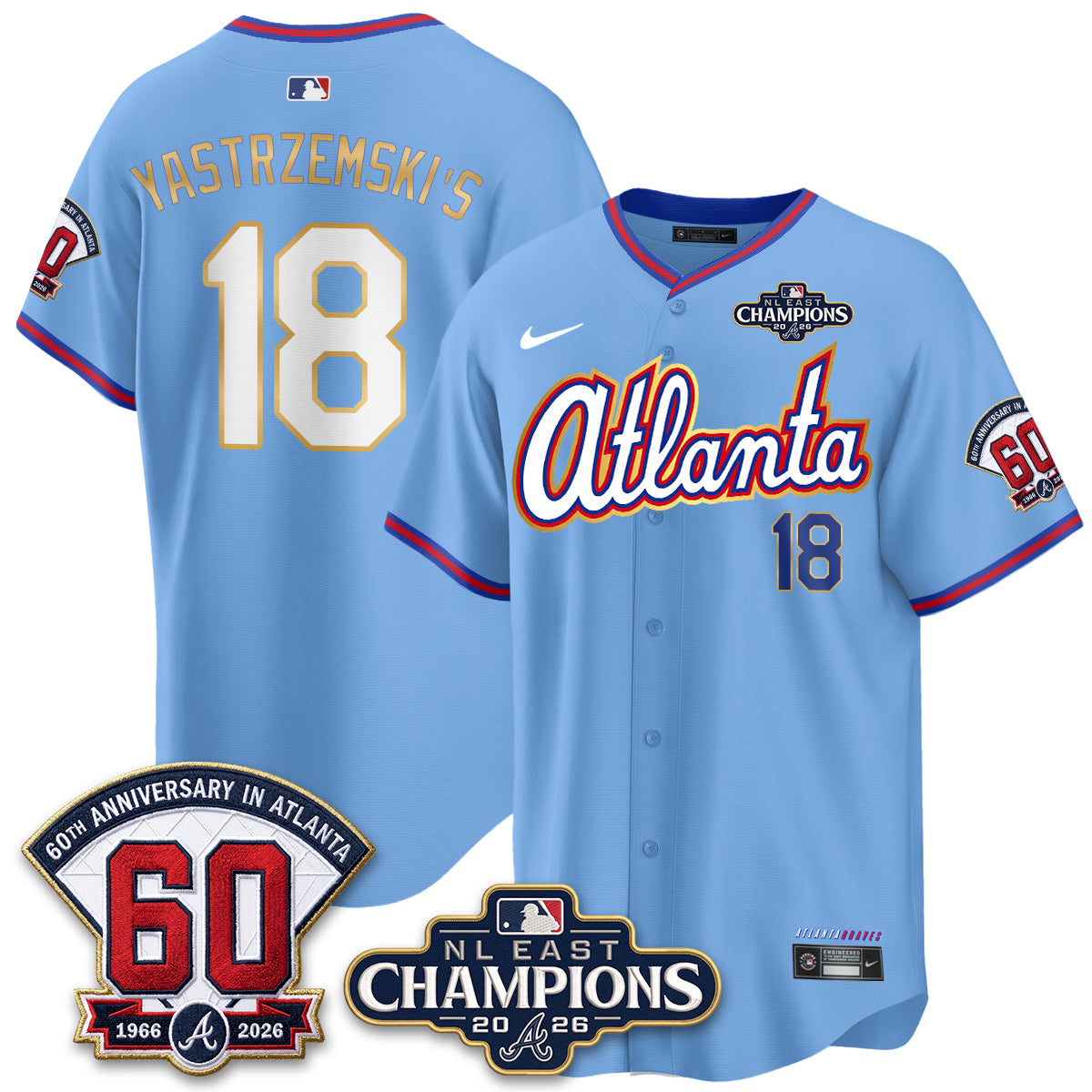 Atlanta Braves 2026 NL East Champs Gold Edition Vapor Jersey - Stitched