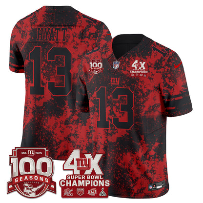 New York Giants 4X Champs Blood Splash Edition Vapor Jersey - Stitched