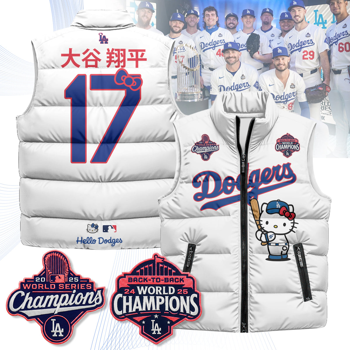 Los Angeles Dodgers Meow KT Edition Unisex Puffer Vest - Printed