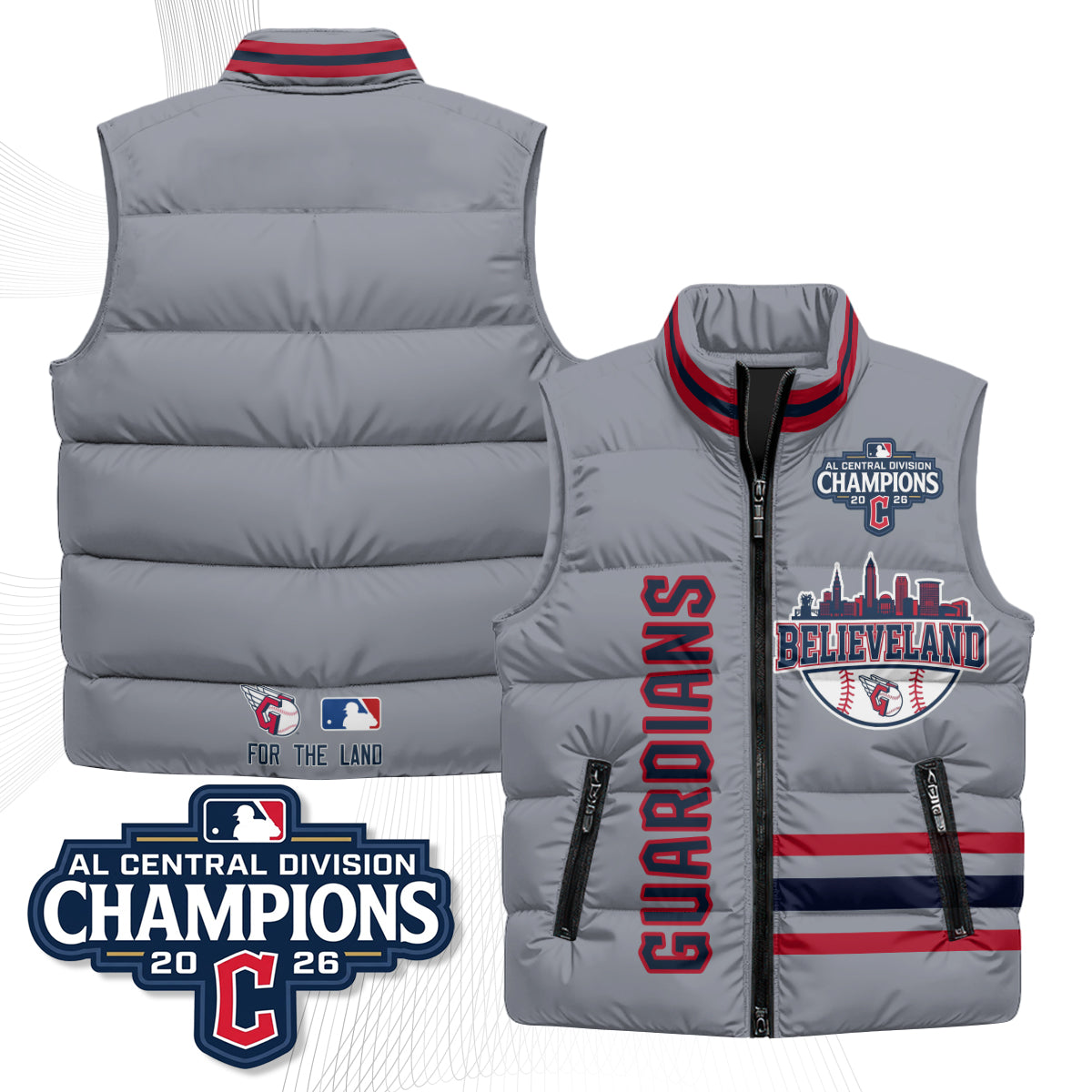 CLE Believeland Puffer Vest - Printed