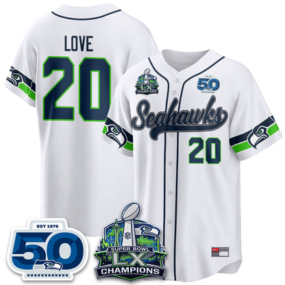 Seattle Seahawks SB LX Champs Vapor Baseball Jersey - Stitch
