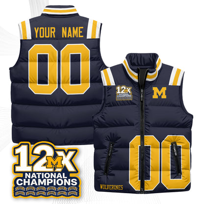 MICH 12X Champs Custom Puffer Vest - Printed