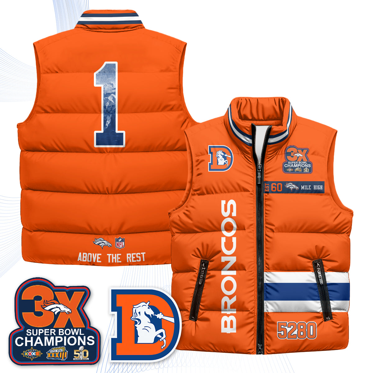 DEN "Mile High" Puffer Vest - Printed