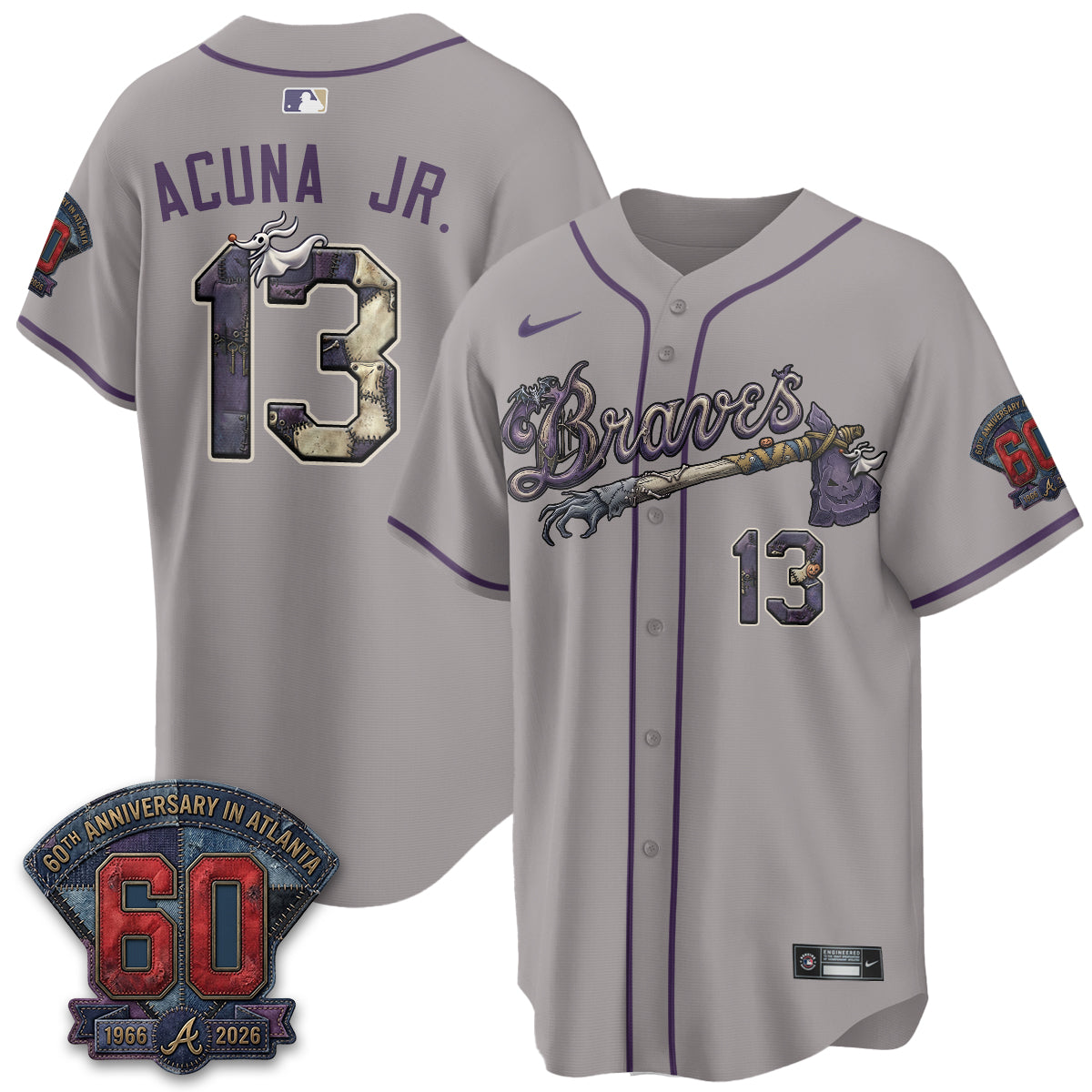 Atlanta Braves Nightmare Edition Vapor Jersey - Stitched
