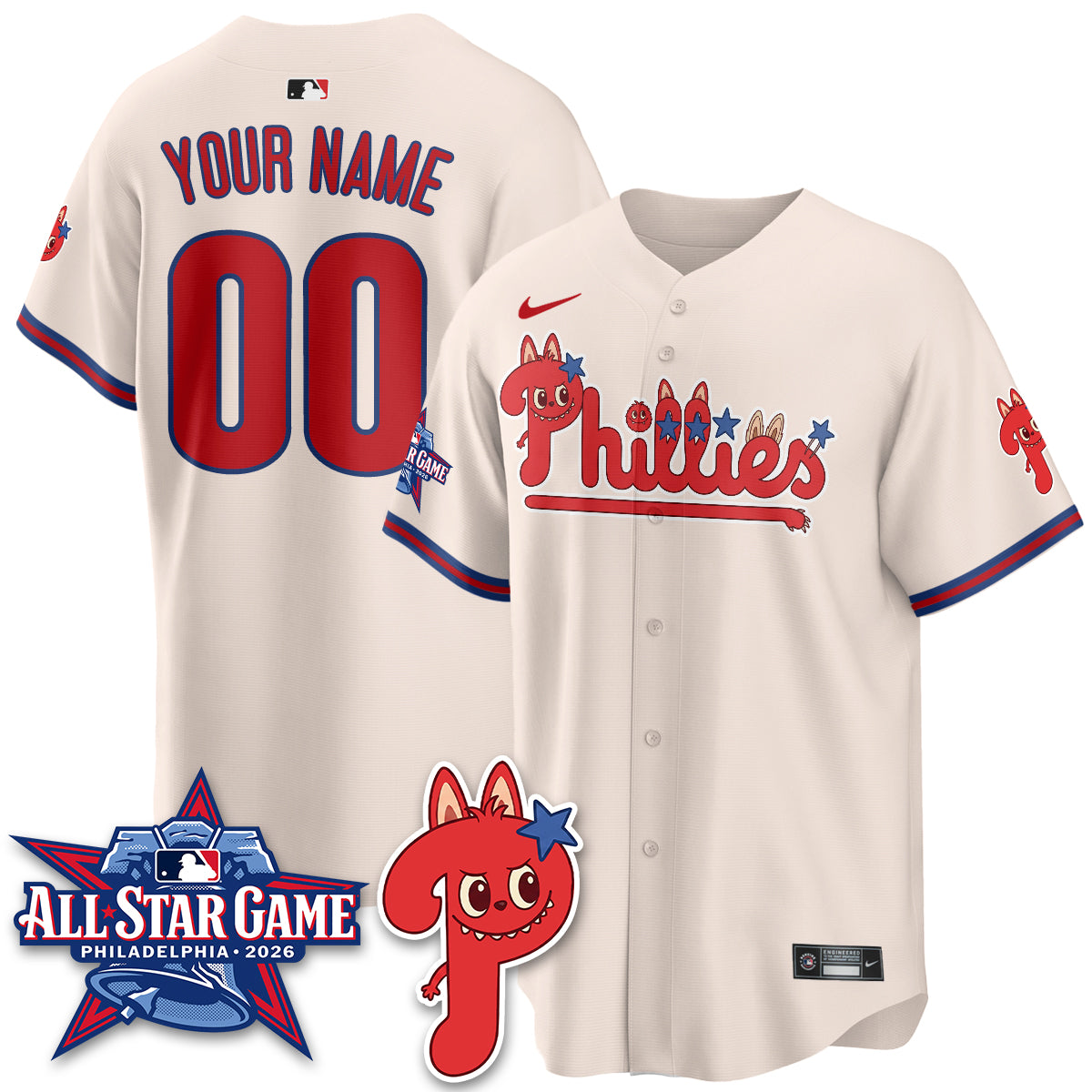 Philadelphia Phillies Fanged Rabbit Doll Vapor Limited Custom Jersey - Stitched