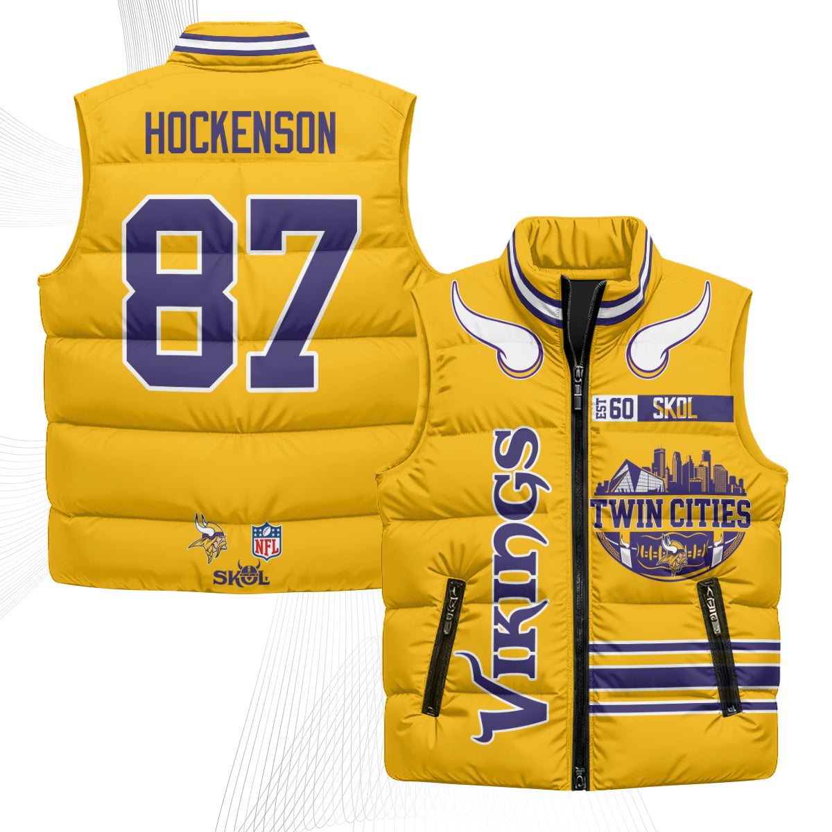 Minnesota Vikings Twin City Puffer Vest - Printed