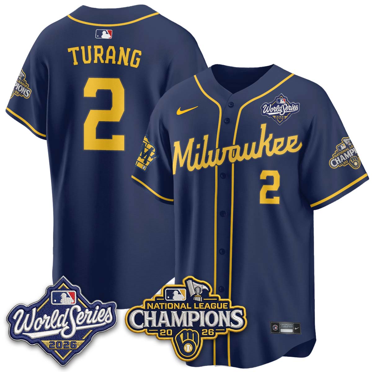 MIL W.S 26 & 2026 NL Champions Navy Jersey - Stitched
