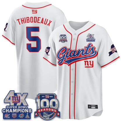 New York Giants 4X Champs & 100 Anniversary Vapor Baseball Jersey V2- Stitched