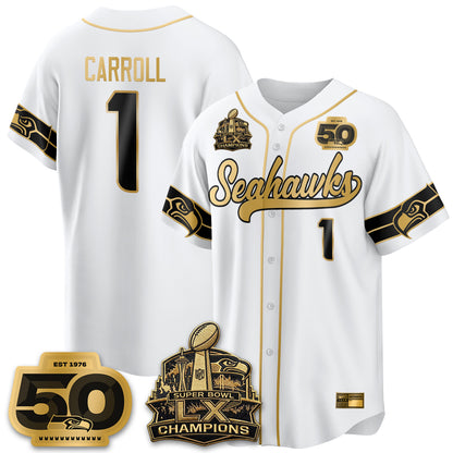 Seattle Seahawks SB LX Champs Vapor Baseball Jersey - Stitch