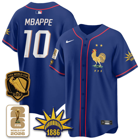 France Soccer National Team x Baseball Vapor Limited Jersey - Stitched