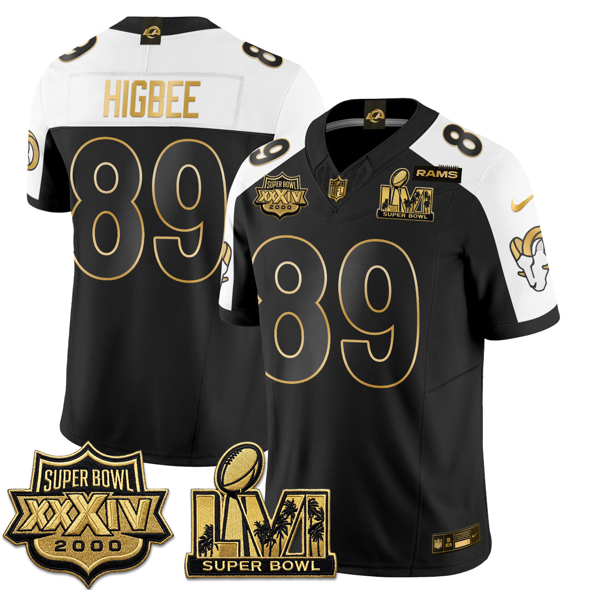 LAR SBowl Champs Gold Vapor Jersey - Stitched