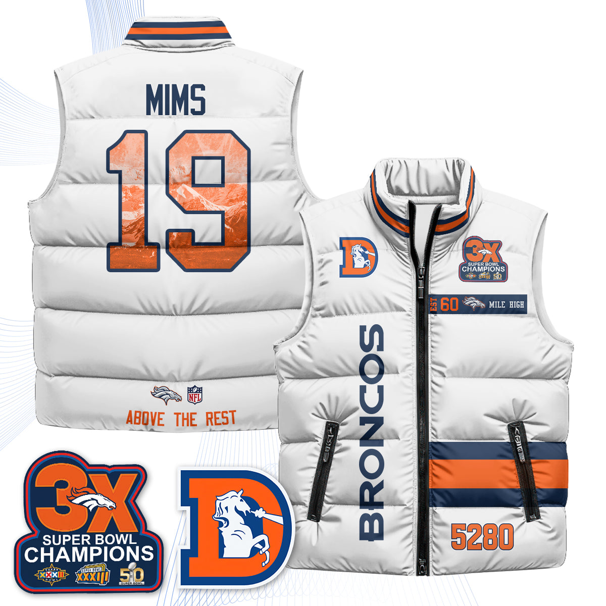 DEN "Mile High" Puffer Vest - Printed