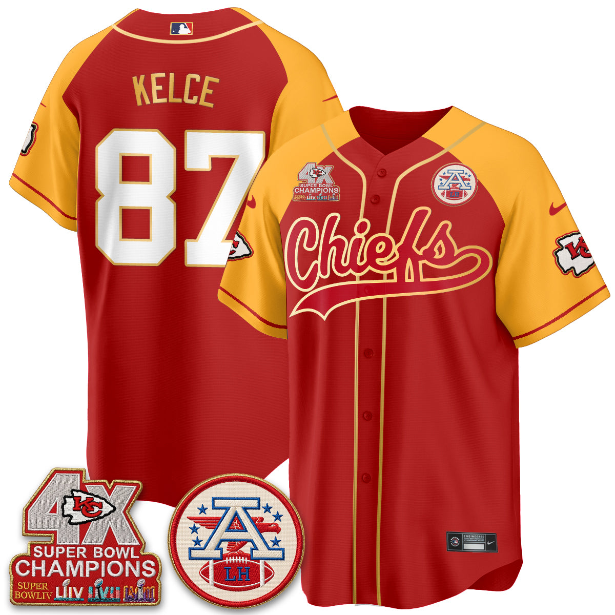 KC 4X Champs Gold Trim Edition Vapor Baseball Jersey - Stitched