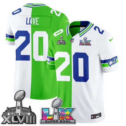 Seattle Seahawks Throwback 2 SB Patches Vapor Jersey - Stitched