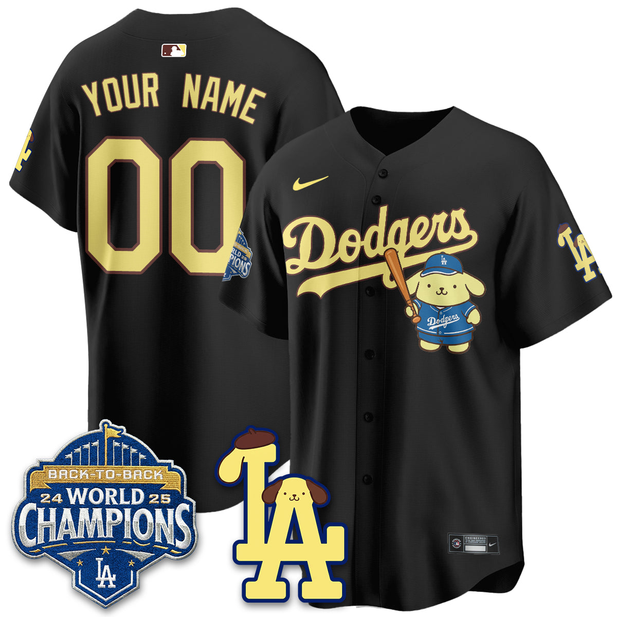 Los Angeles Dodgers Pompompurin Edition Vapor Custom Jersey - Stitched