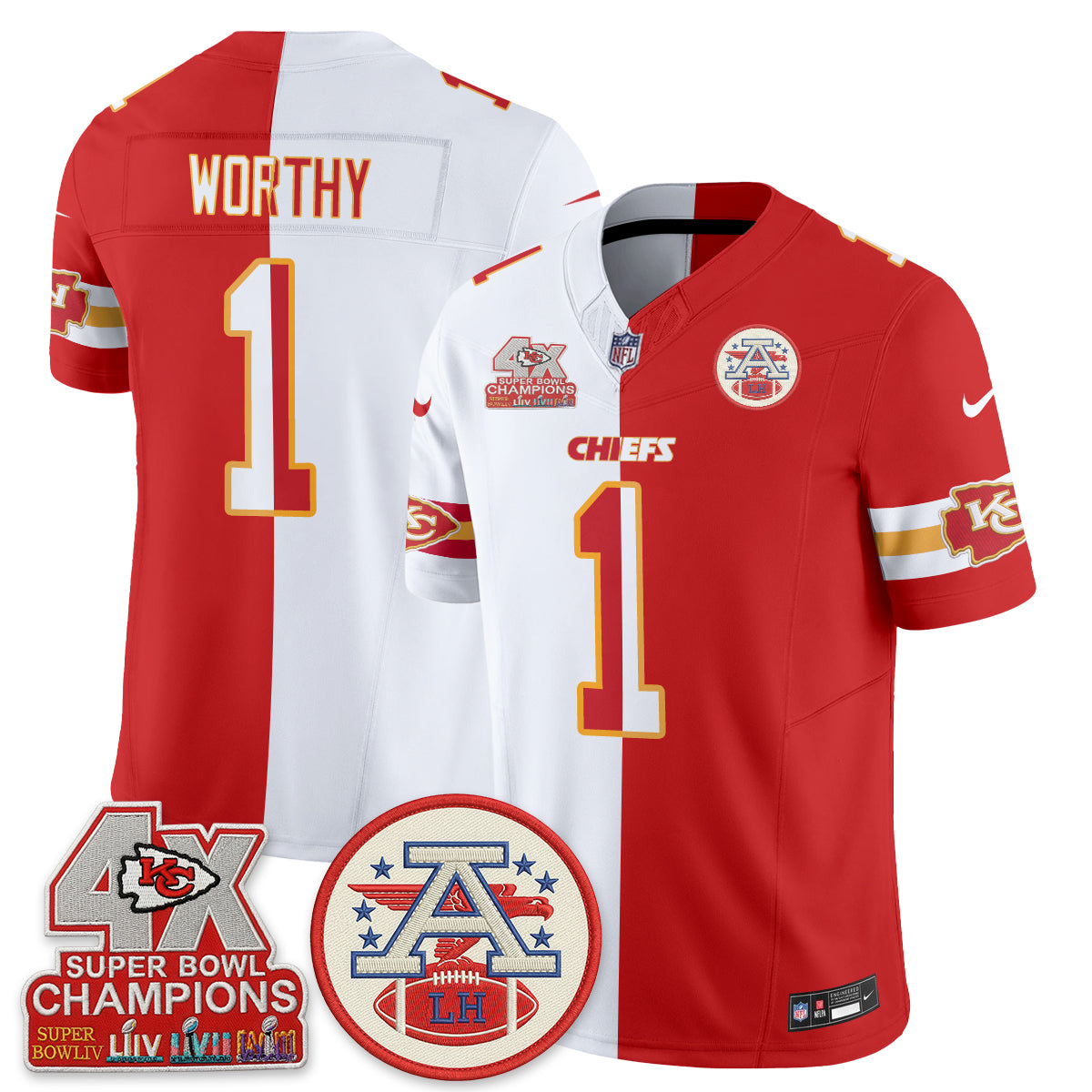 Kansas City Chiefs Split Edition Vapor Jersey - Stitched