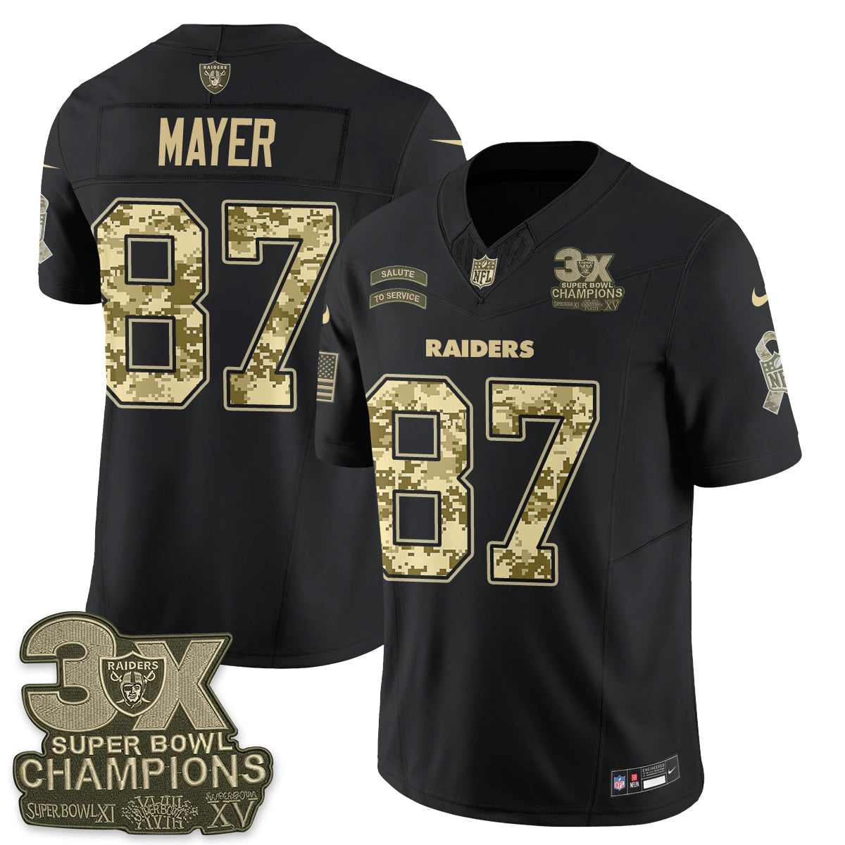 Las Vegas Raiders 2026 Salute to Service V2 Vapor Jersey - Stitched