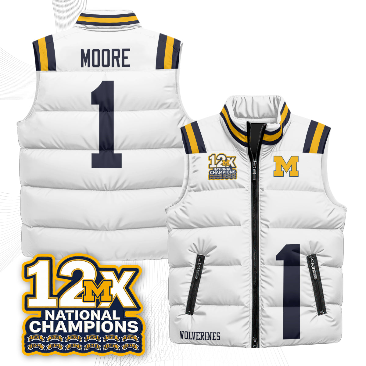 MICH 12X Champs Puffer Vest - Printed
