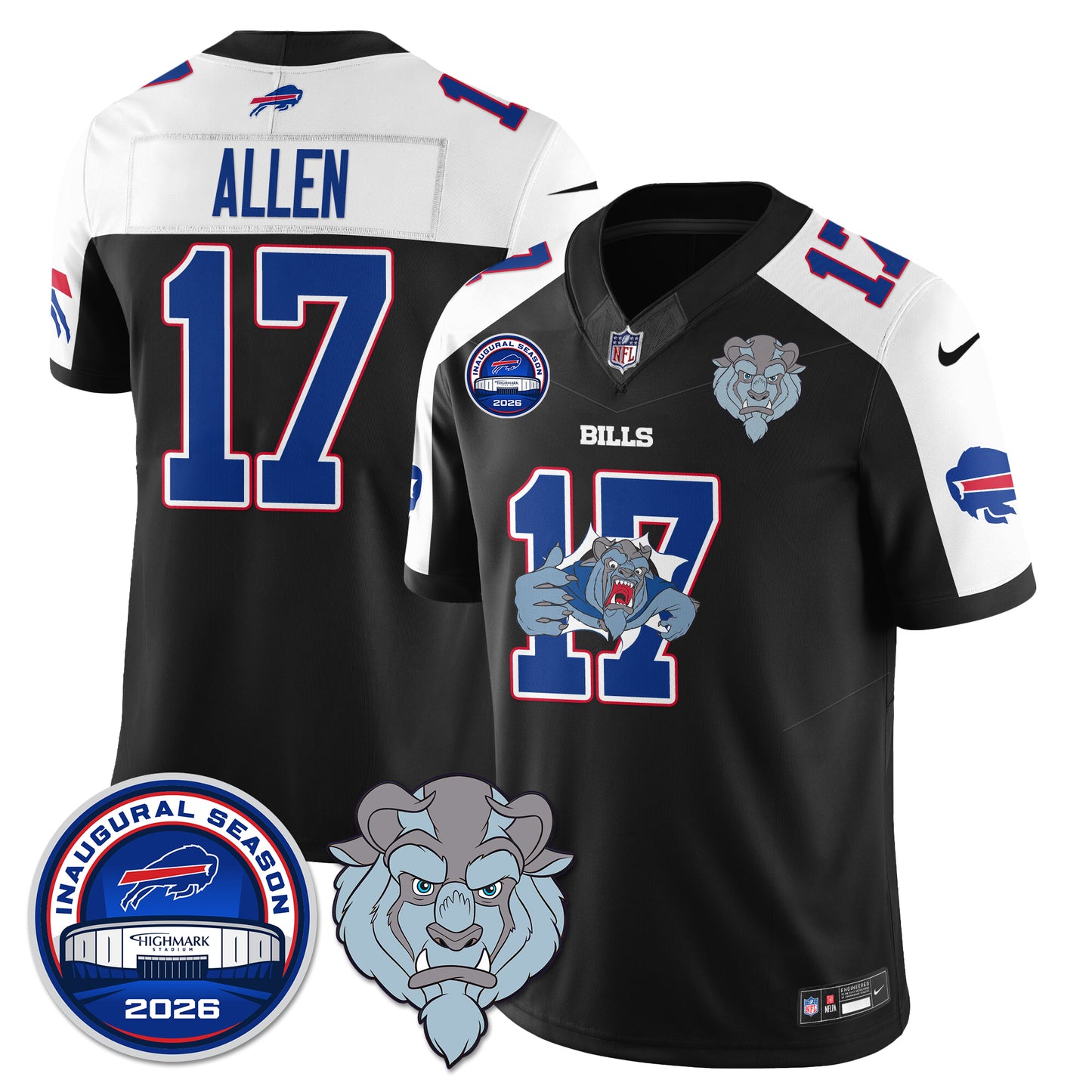 Buffalo Bills x Hairy Blue Beast Edition Vapor Jersey - Stitched