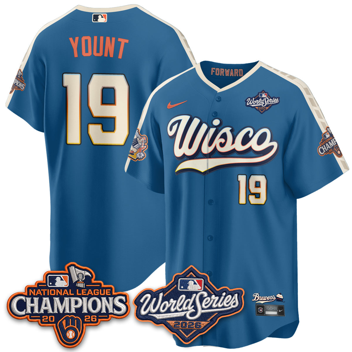Milwaukee Brewers 2026 NL Champions City Connect Vapor Jersey - Stitched