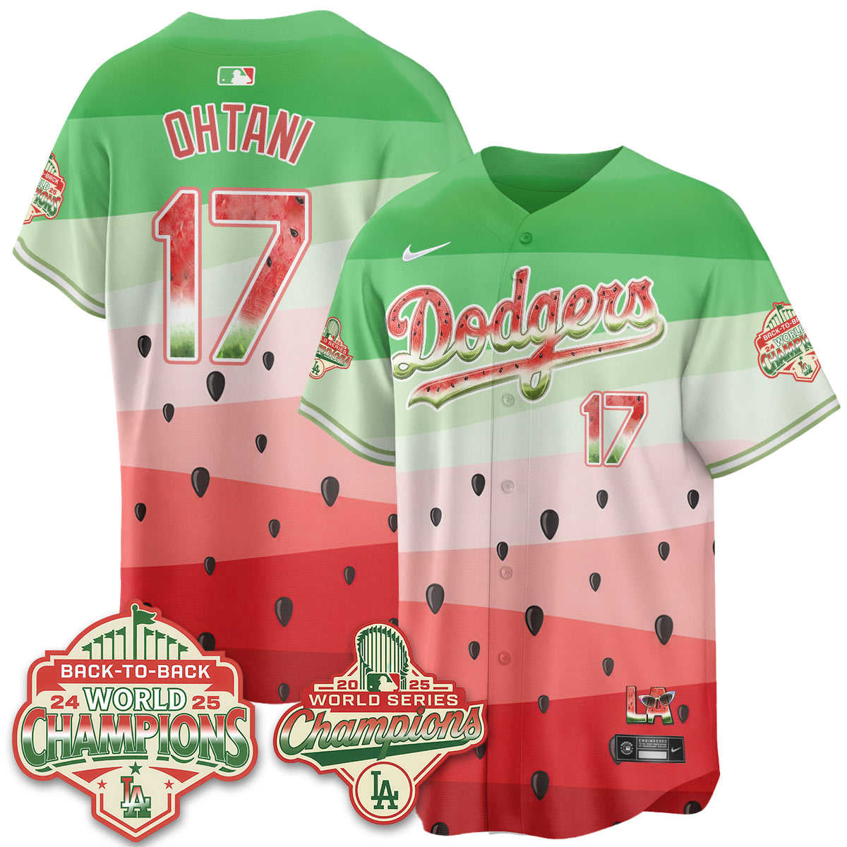 Los Angeles Dodgers National Watermelon Day Vapor Jersey - Stitched