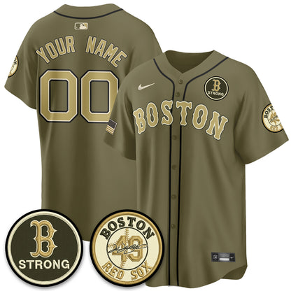 BOS New Era Olive 2026 Armed Forces Day Custom Jersey - All Stitched