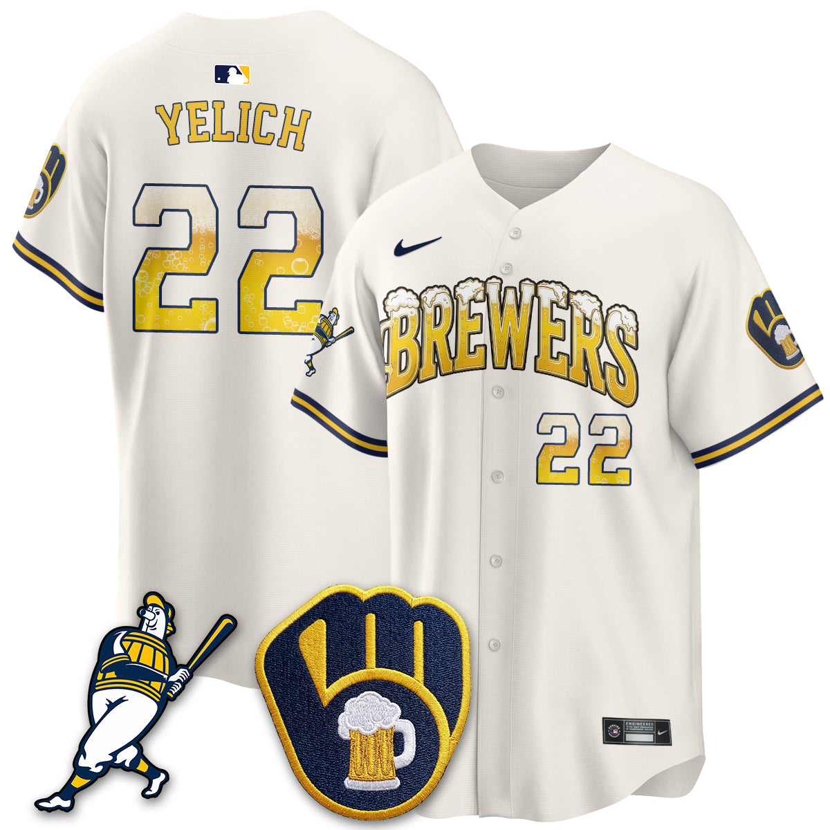 Milwaukee Brewers "Pitcher & Pint" Edition Vapor Limited Jersey - Stitched