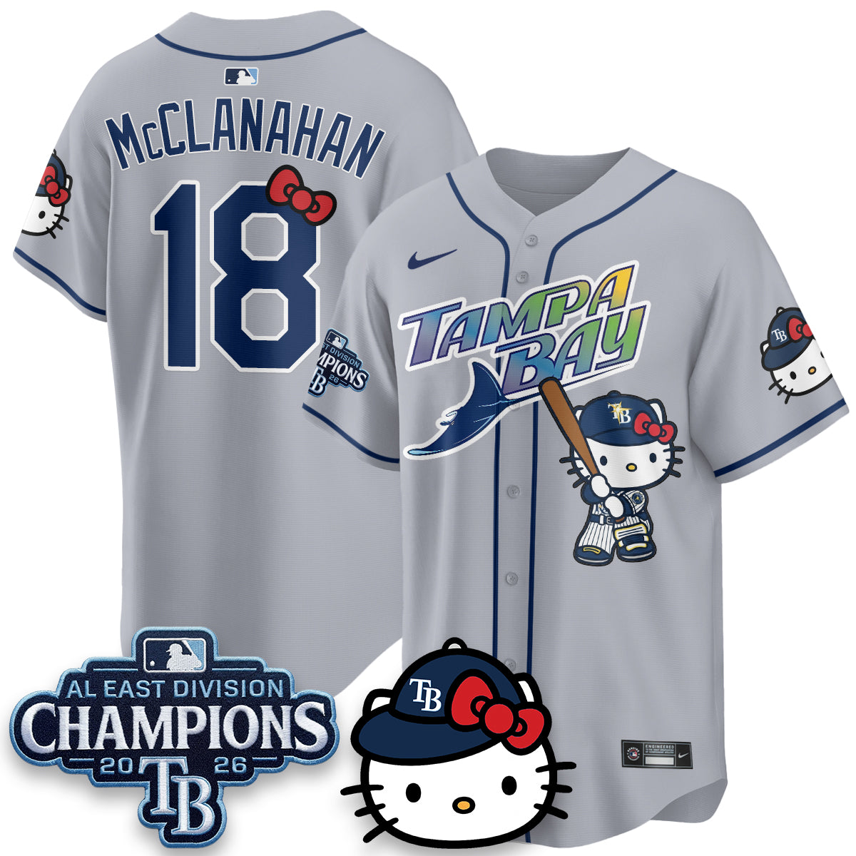 Tampa Bay Rays x Meow KT 2026 AL East Champs Vapor Jersey - Stitched