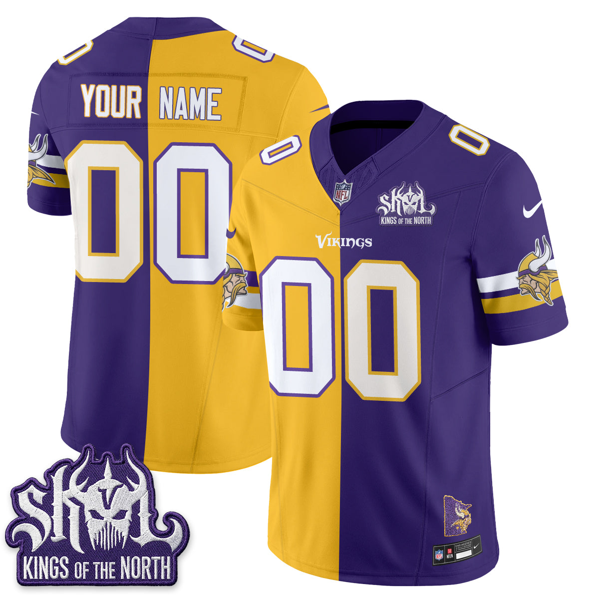 Minnesota Vikings Split Edition Vapor Custom Jersey - Stitched