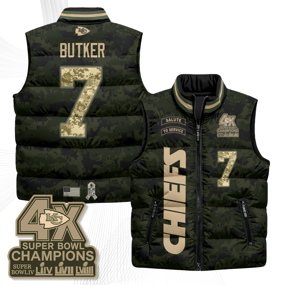 KC 2026 Salute to Service Puffer Vest - Printed
