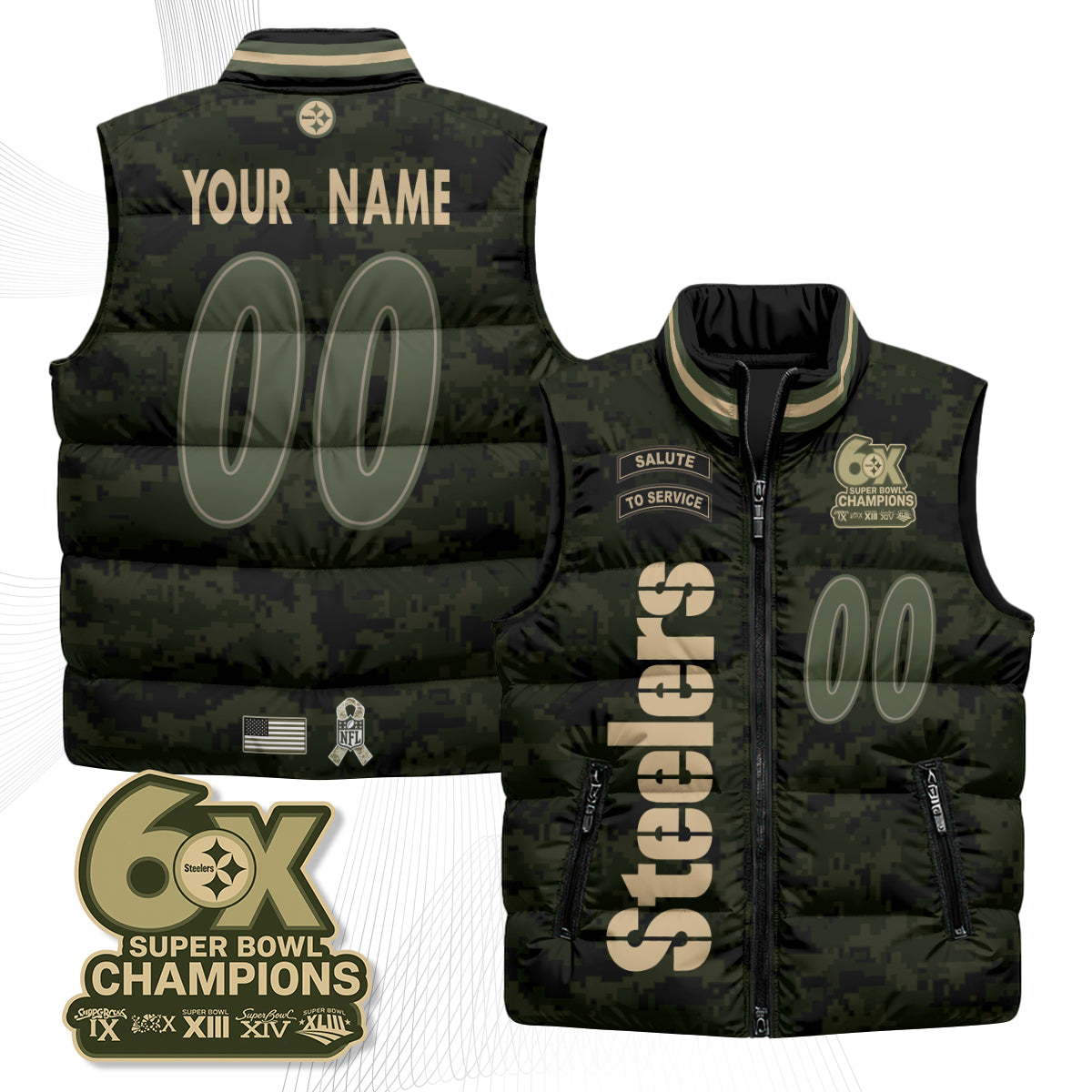 PIT 2026 Salute to Service Custom Puffer Vest - Printed